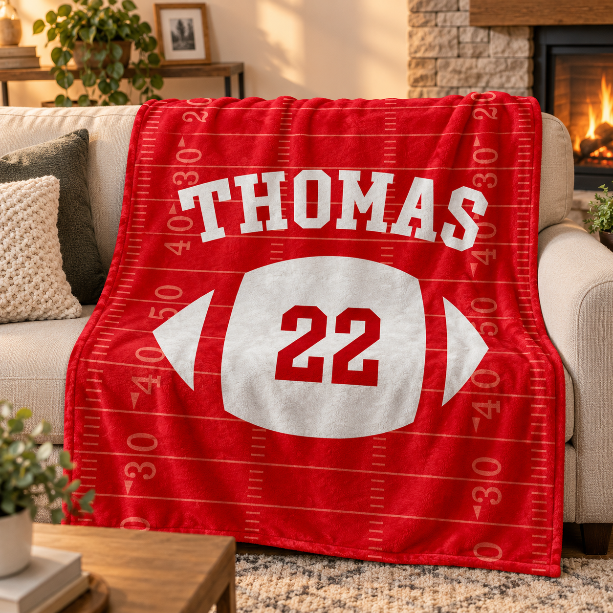 Custom Name & Number Football Team - Personalized Custom Blanket - Gift for Football Player, Football Gift For Son, Daughter