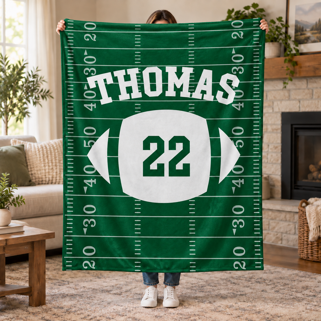 Custom Name & Number Football Team - Personalized Custom Blanket - Gift for Football Player, Football Gift For Son, Daughter