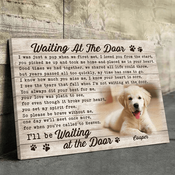 Custom Photo Memorial Pet Waiting At The Door - Personalized Canvas Prints | Sympathy, Bereavement, Condolence Gift for Pet Loss, Dog & Cat Lover