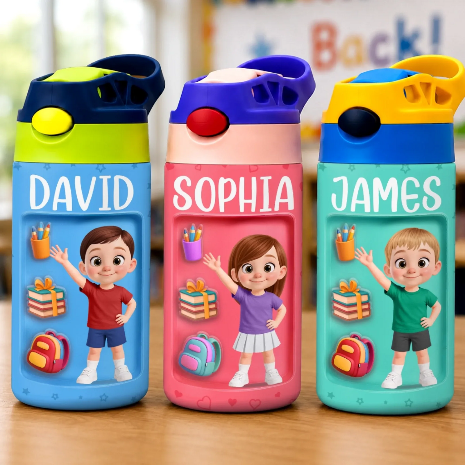 Tiny But Bright Kids Back To School - Personalized Kids Insulated Water Bottle - Gift For Back To School, First Day of School - Student, Son, Daughter | Kindergarten, Pre-K, Preschool