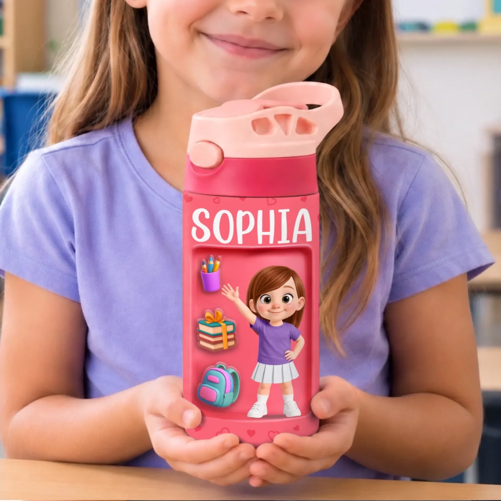 Tiny But Bright Kids Back To School - Personalized Kids Insulated Water Bottle - Gift For Back To School, First Day of School - Student, Son, Daughter | Kindergarten, Pre-K, Preschool