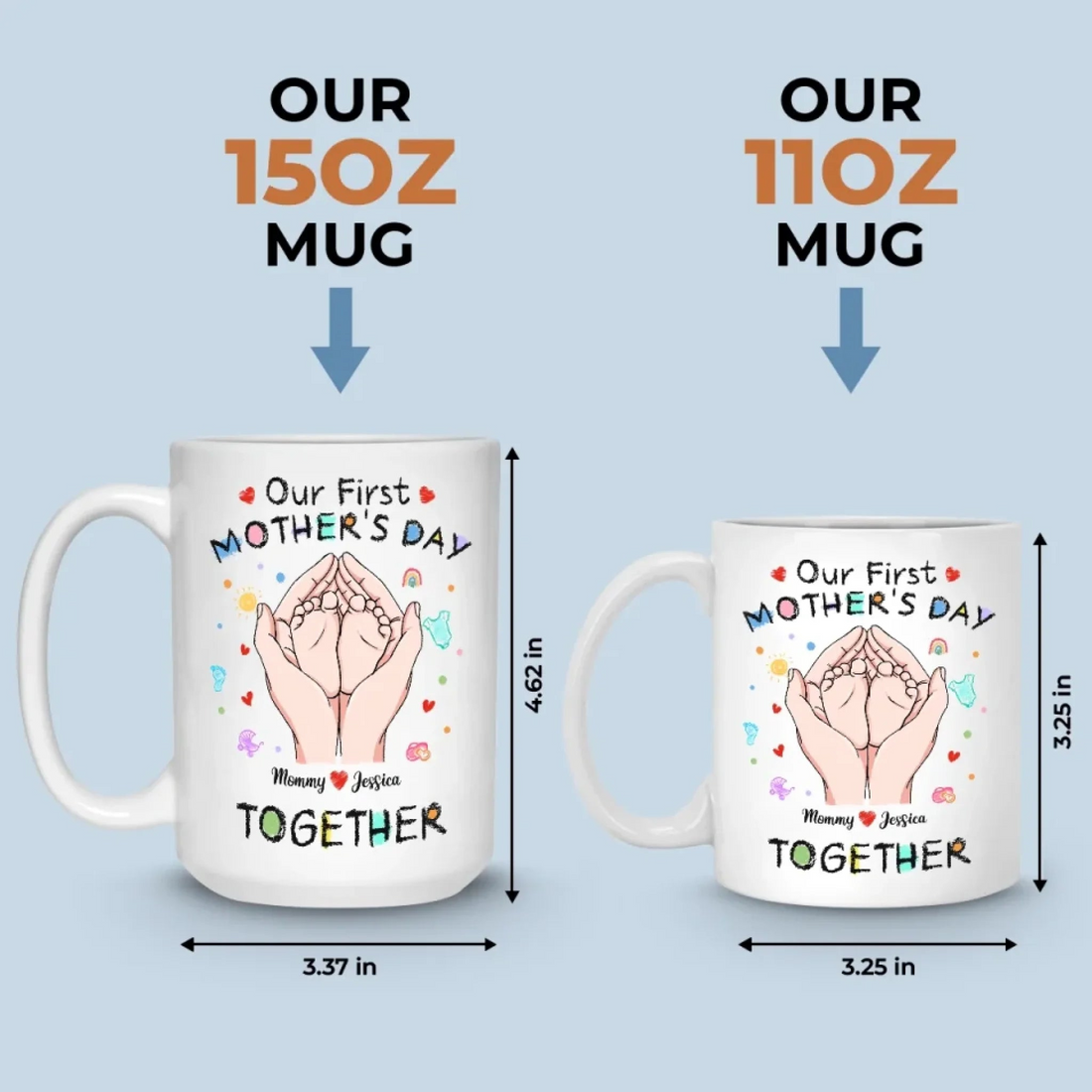 Tiny Toes, Big Love - Personalized Custom Mug - First Mother's Day, Gift For First Mom, Newborn Baby