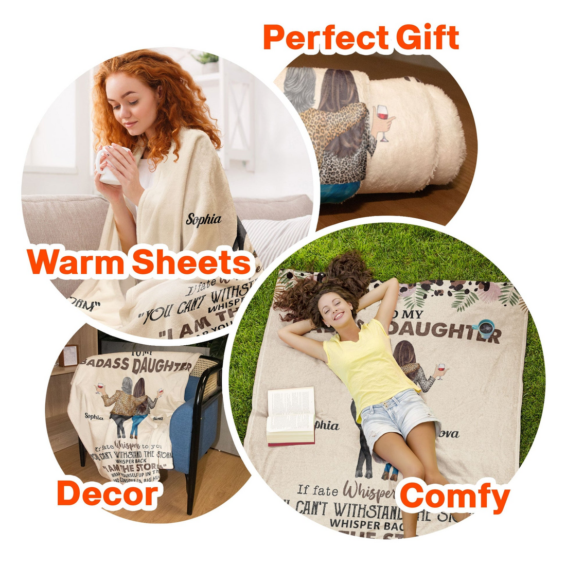 Personalized To My Daughter Whisper Back I Am The Storm fleece blanket, size guide chart