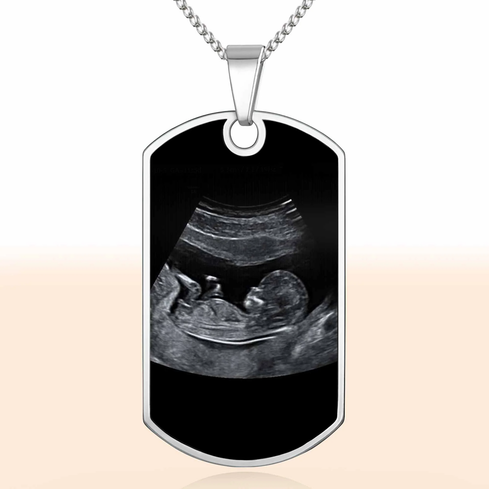 To Daddy Now You Can Carry Me Too, Ultrasound And Heart - Personalized Dog Tag Necklace - Father's Day Gift For New Dad, Daddy