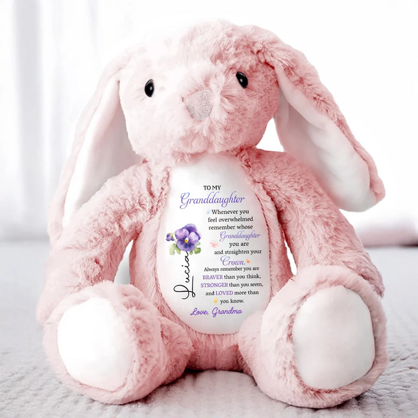 To My Granddaughter, Whenever You Feel Overwhelmed - Personalized Stuffed Bunny - Gift For Granddaughters