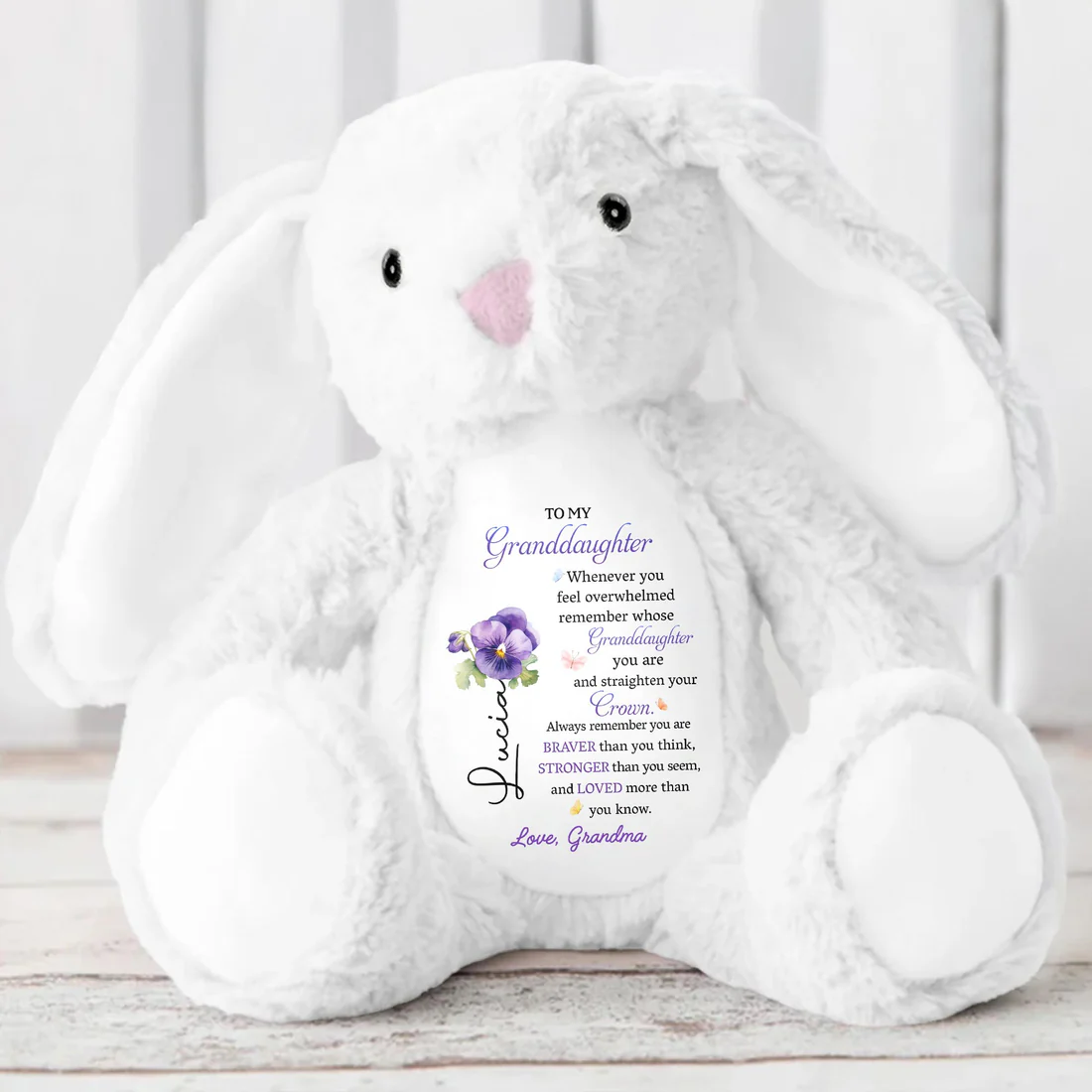 To My Granddaughter, Whenever You Feel Overwhelmed - Personalized Stuffed Bunny - Gift For Granddaughters