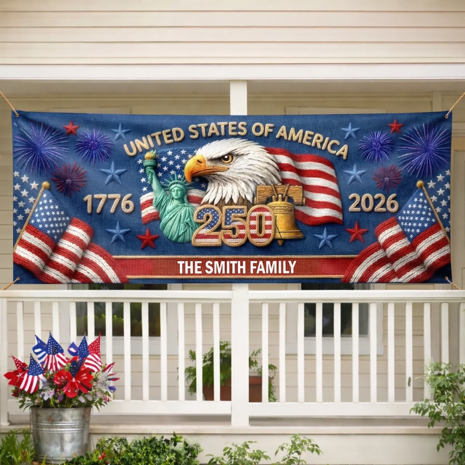 Together We Shine Bright - Personalized Polyester Outdoor Banner - America 250th Anniversary Gifts For Family, Mom, Dad, Brother, Sister