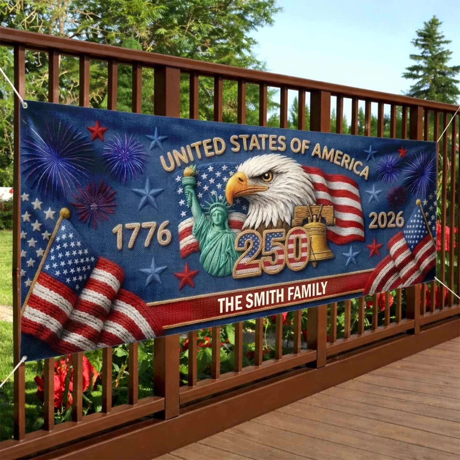 Together We Shine Bright - Personalized Polyester Outdoor Banner - America 250th Anniversary Gifts For Family, Mom, Dad, Brother, Sister