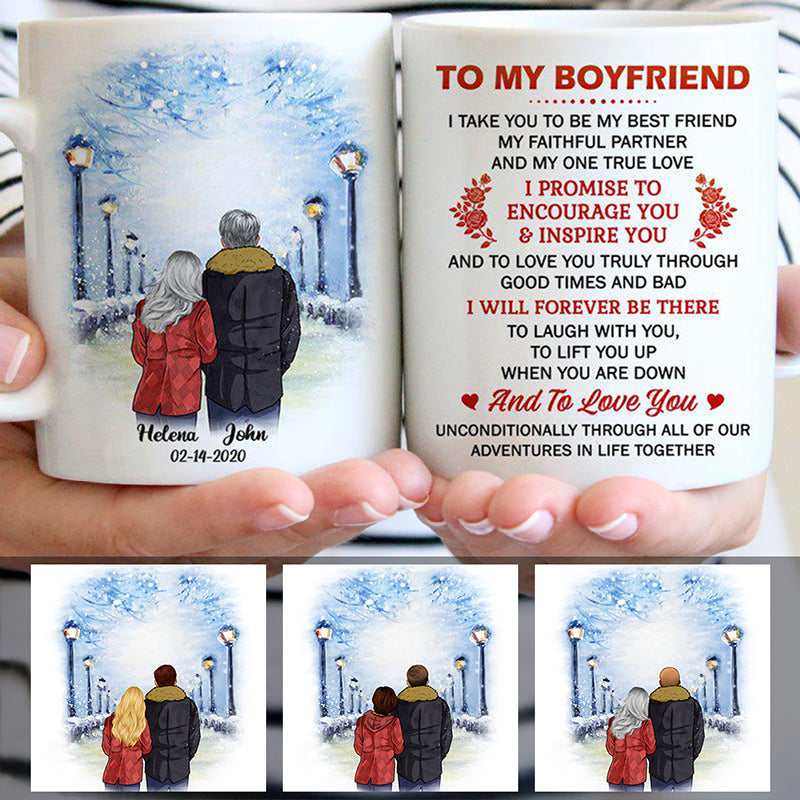 To My Boyfriend Promise Encourage Couple - Personalized Custom Mug - Gift For Him, Boyfriend, Husband on Anniversary, Valentine's Day
