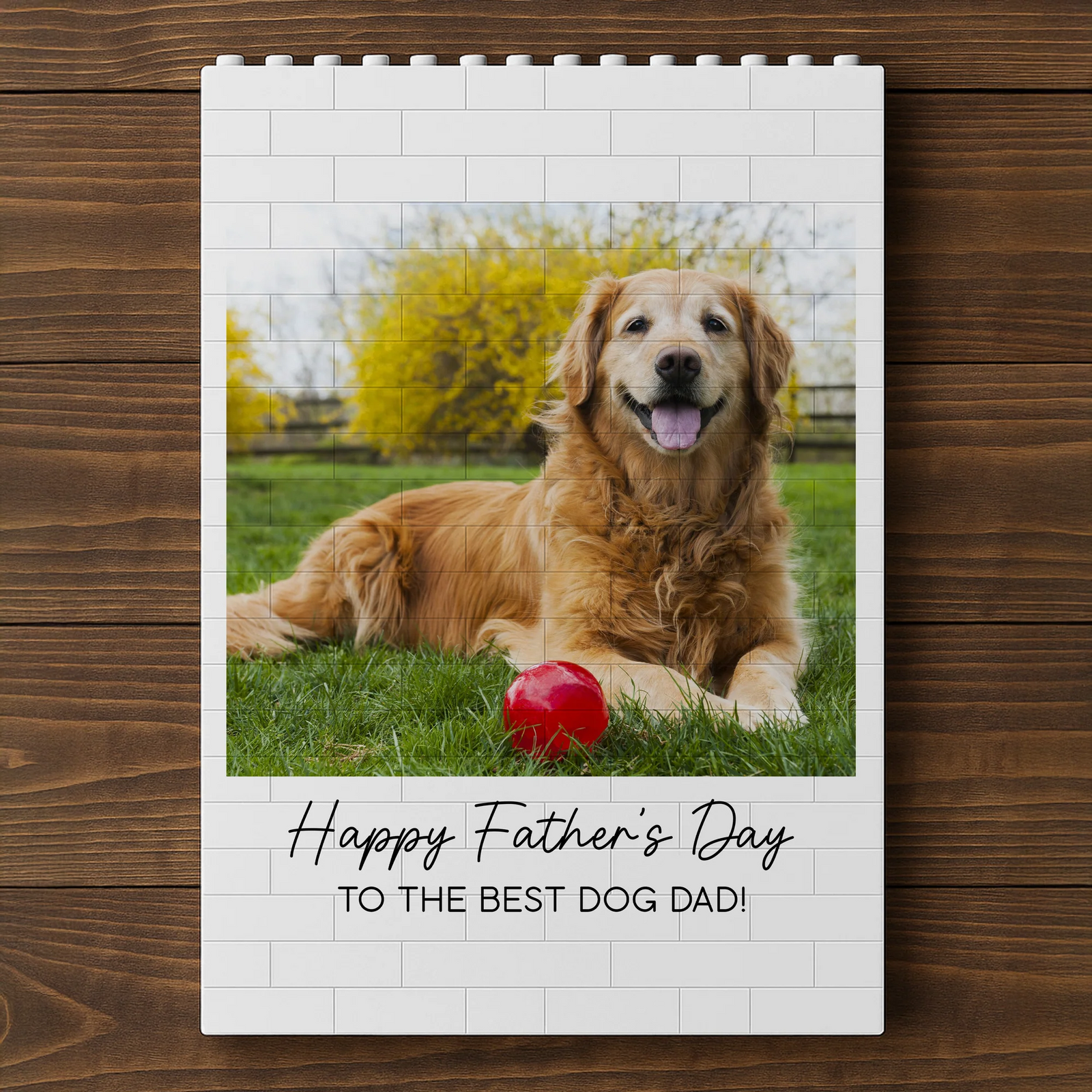 Custom Photo Happy Father's Day To the Best Dog Dad - Personalized Building Brick Blocks - Father's Day Gifts for Dog Dad, Cat Dad, Pet Lovers