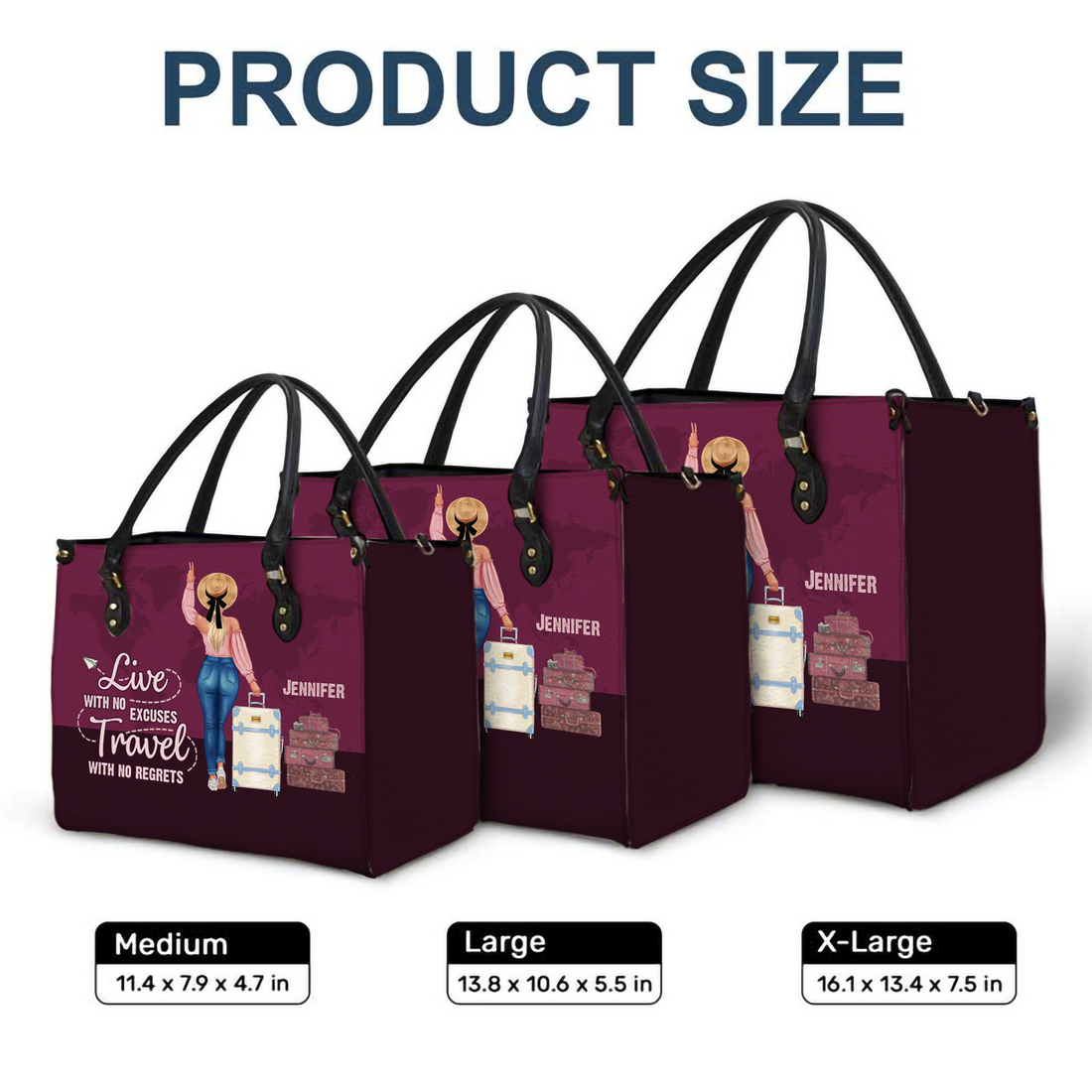 Personalized Just A Girl Who Loves Traveling leather handbag, worn on a beach
