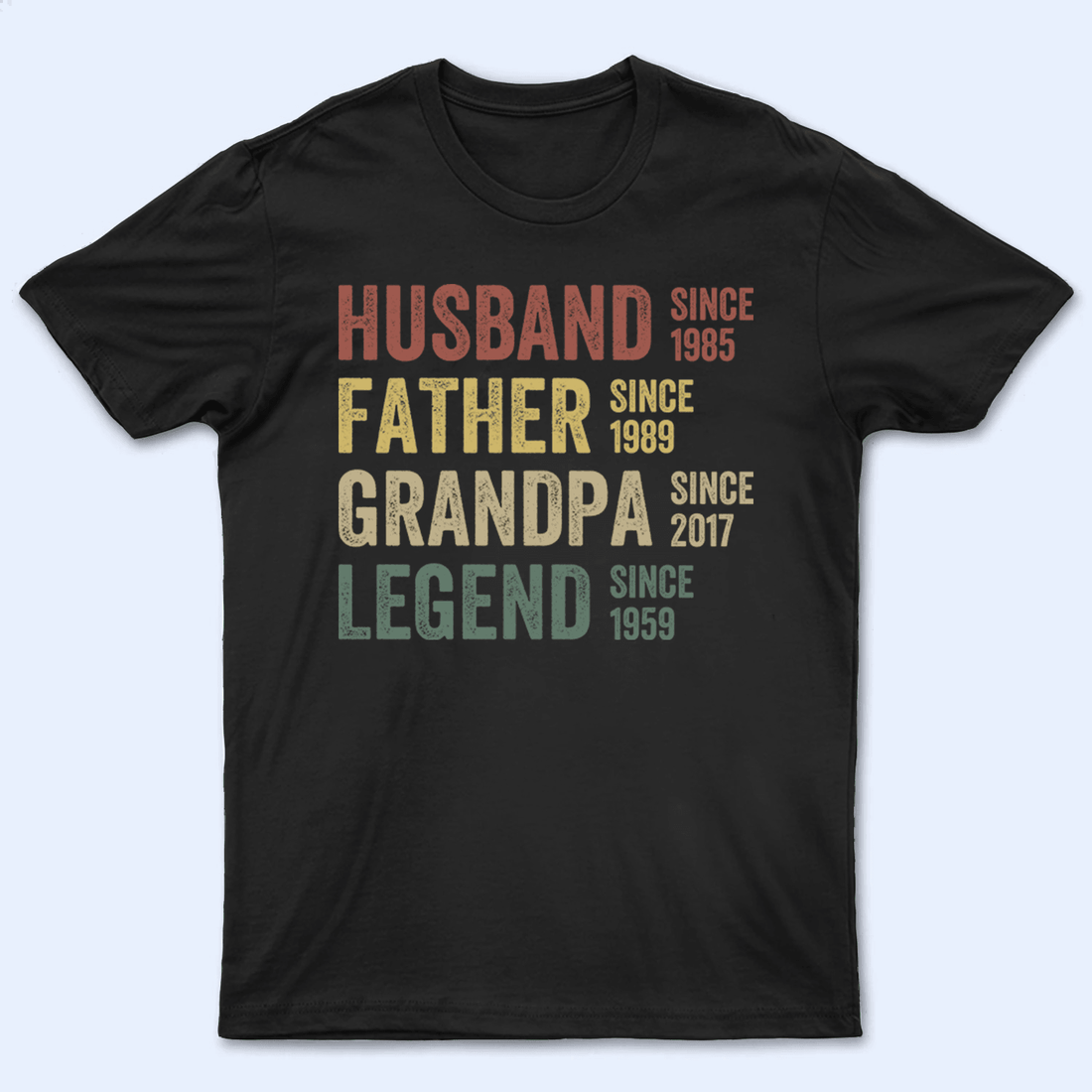Personalized Husband, Father, Grandpa, Legend: The Journey of a Lifetime t-shirt, alternate view 3