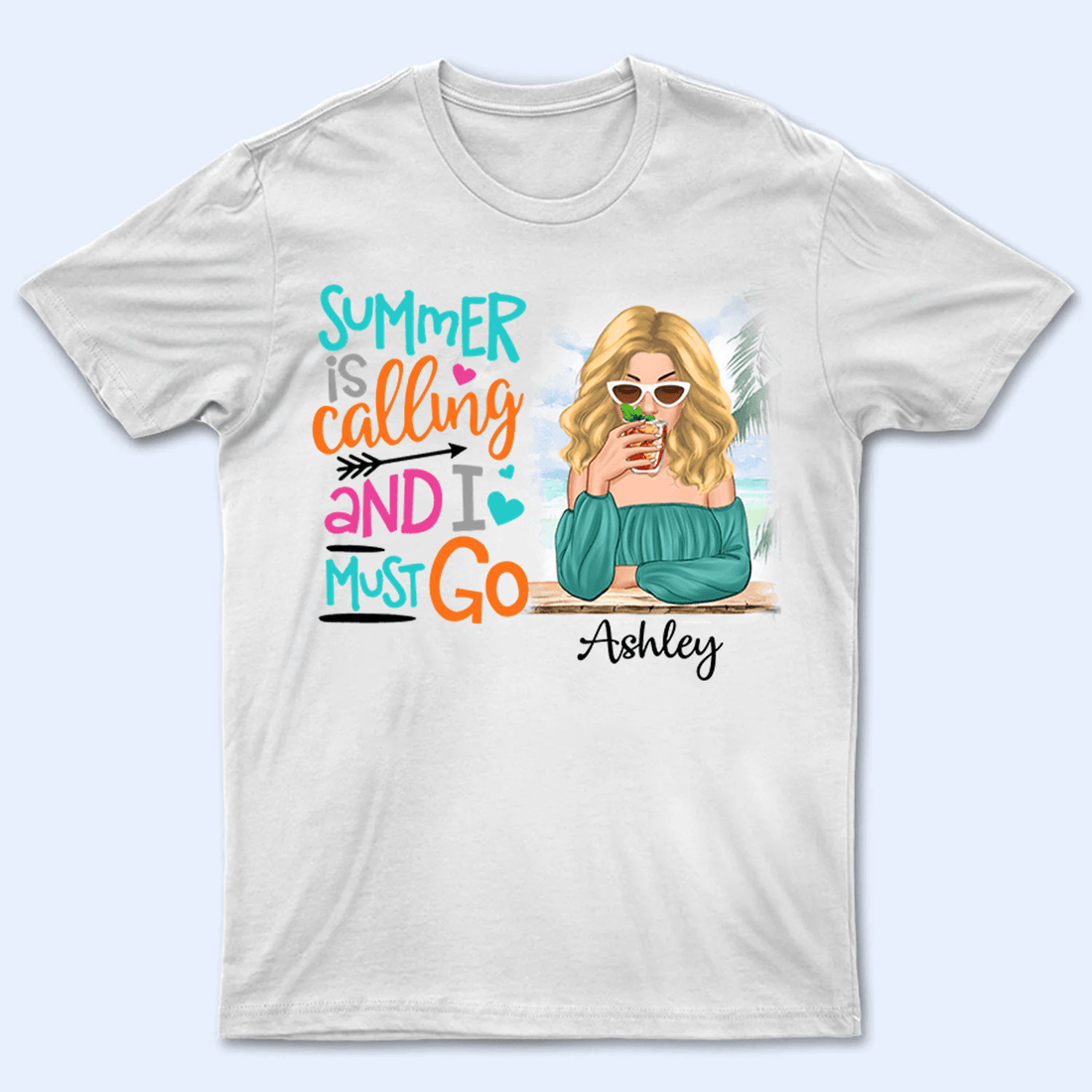 Personalized Summer Is Calling And I Must Go t-shirt, alternate view 2