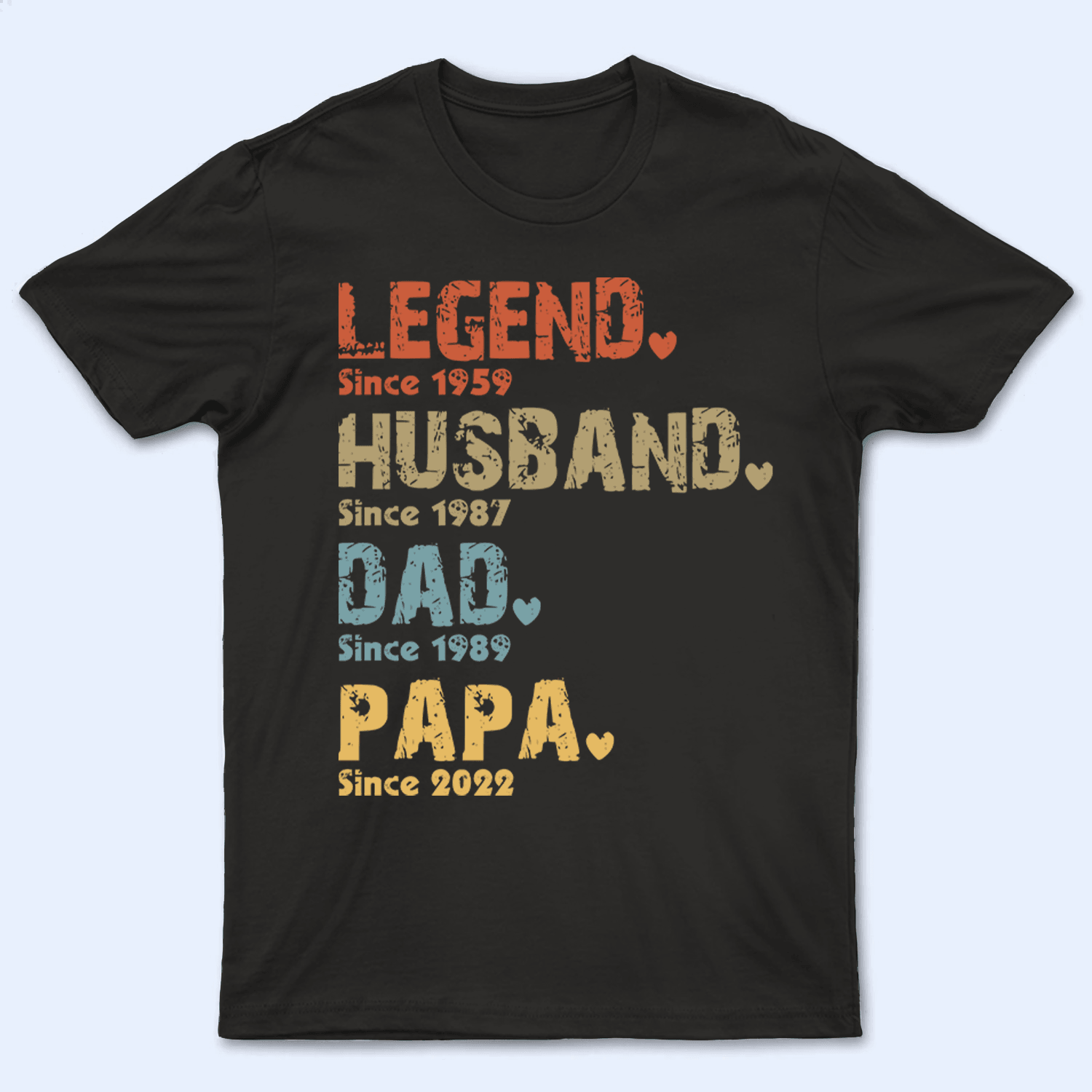 Legend, Husband, Dad, Grandpa: The Journey of a Lifetime - Personalized Custom Year T Shirt - Father's Day, Birthday Gift for Dad, Grandpa, Husband, Daddy, Dada, Papa, Dad Jokes - Suzitee Store