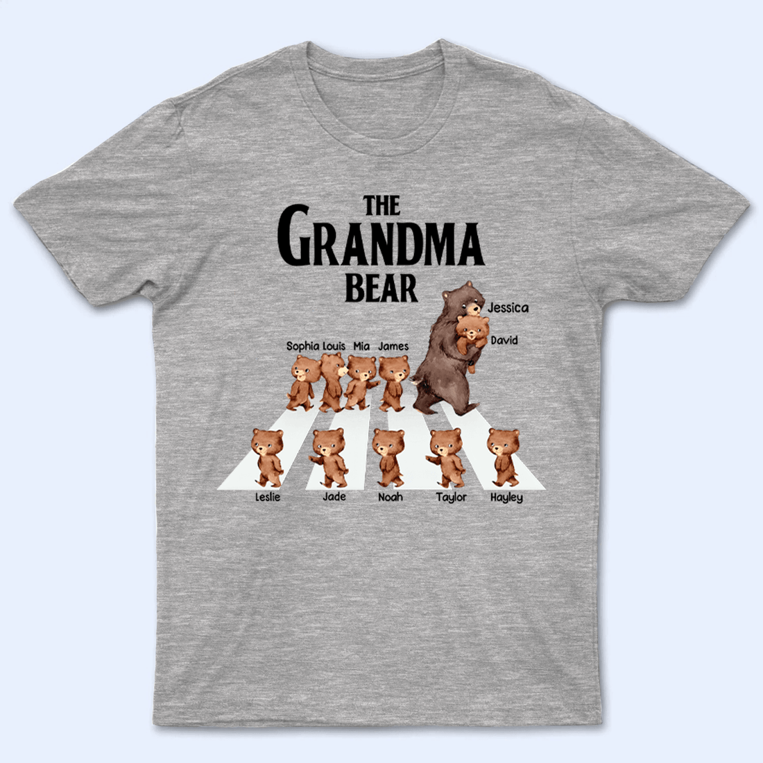 The Grandma Bear Custom Grandkids' Names - Personalized T Shirt - Birthday, Loving Gift for Grandma/Nana/Mimi, Mom, Wife, Grandparent - Suzitee Store