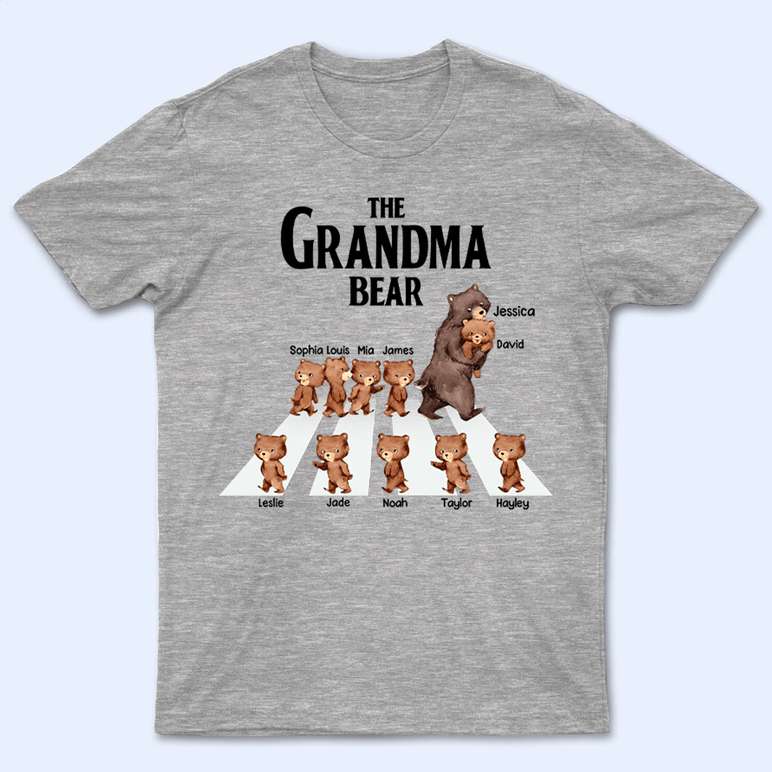 The Grandma Bear Custom Grandkids' Names - Personalized T Shirt - Birthday, Loving Gift for Grandma/Nana/Mimi, Mom, Wife, Grandparent - Suzitee Store