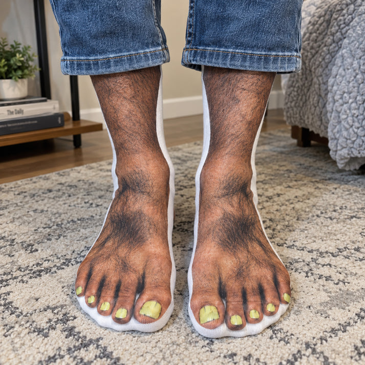 Ugly Feet Funny - Custom Crew Socks - Gift For Husband, Wife, Boyfriend, Girlfriend, Friends, Coworkers