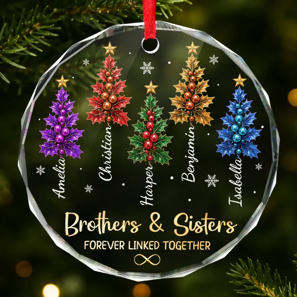 United In Pure Love - Personalized Circle Glass Ornament - Christmas Gift For Brother, Sister, Sibling