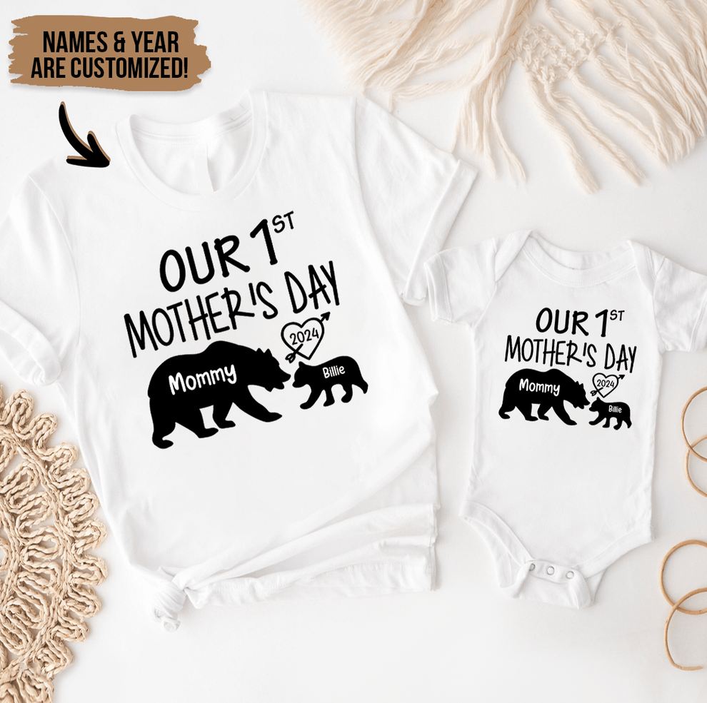 Our 1st Mother's Day - Momma Bear &amp; Baby Bear - Personalized Gift For New Moms, Mom, Mother, Grandma, Grandmother, Mother's Day, Family - Suzitee Store