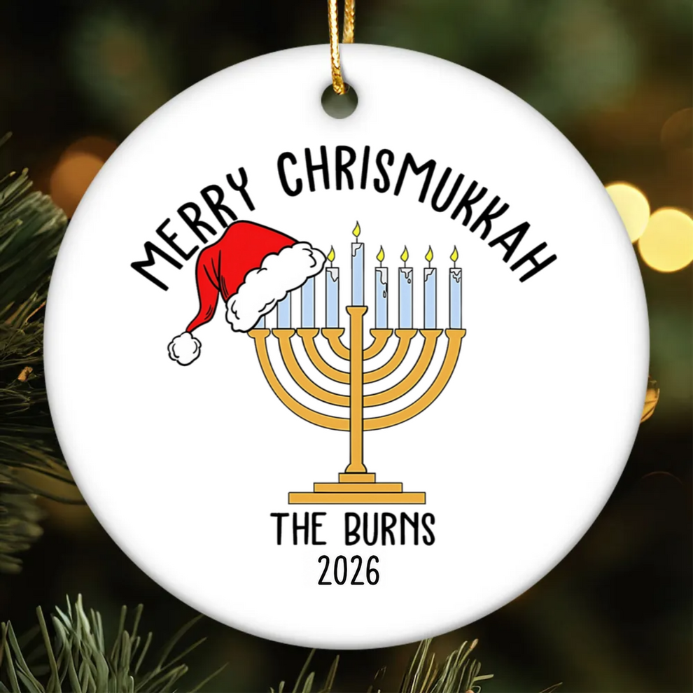 Christmas Hanukkah Ornament 2026 - Interfaith Family Gift Ideas, Jewish and Christian Family Decorations