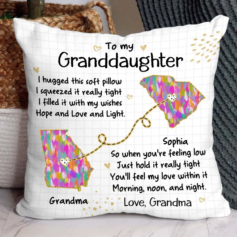 Long Distance Hug This Pillow - Personalized Custom Pillow - Gift For Granddaughter, Grandson, Kids