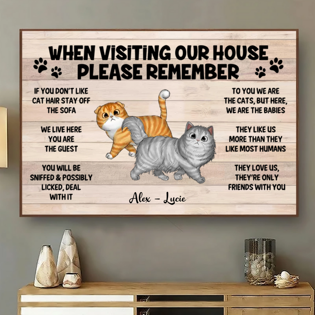 Please Remember When Visiting Cats House - Personalized Horizontal Canvas Prints - Gift for Cat Lovers, Pet Lovers, Cat Mom, Cat Dad