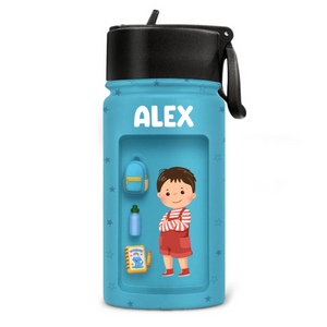 Kid Back To School - Personalized Kids Stainless Steel Water Bottle - Custom Gift For Back To School, First Day of School - Student, Son, Daughter | Kindergarten, Pre-K, Preschool
