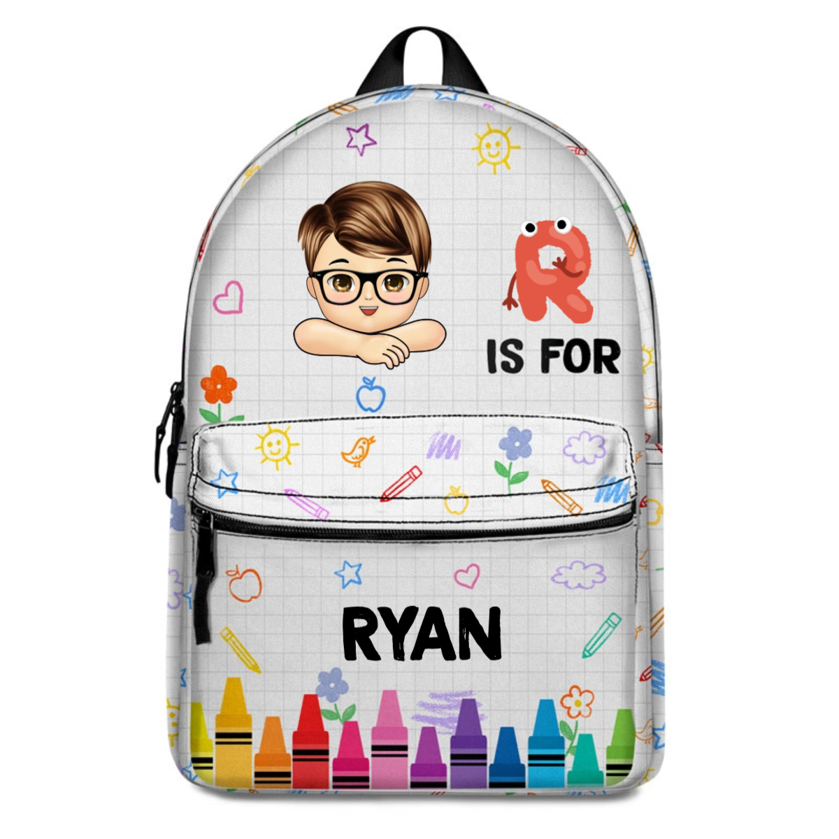 School Boy Kid's Name -  Personalized Kid Backpack - Custom Gift For Back To School, First Day of School - Student, Son, Daughter | Kindergarten, Pre-K, Preschool