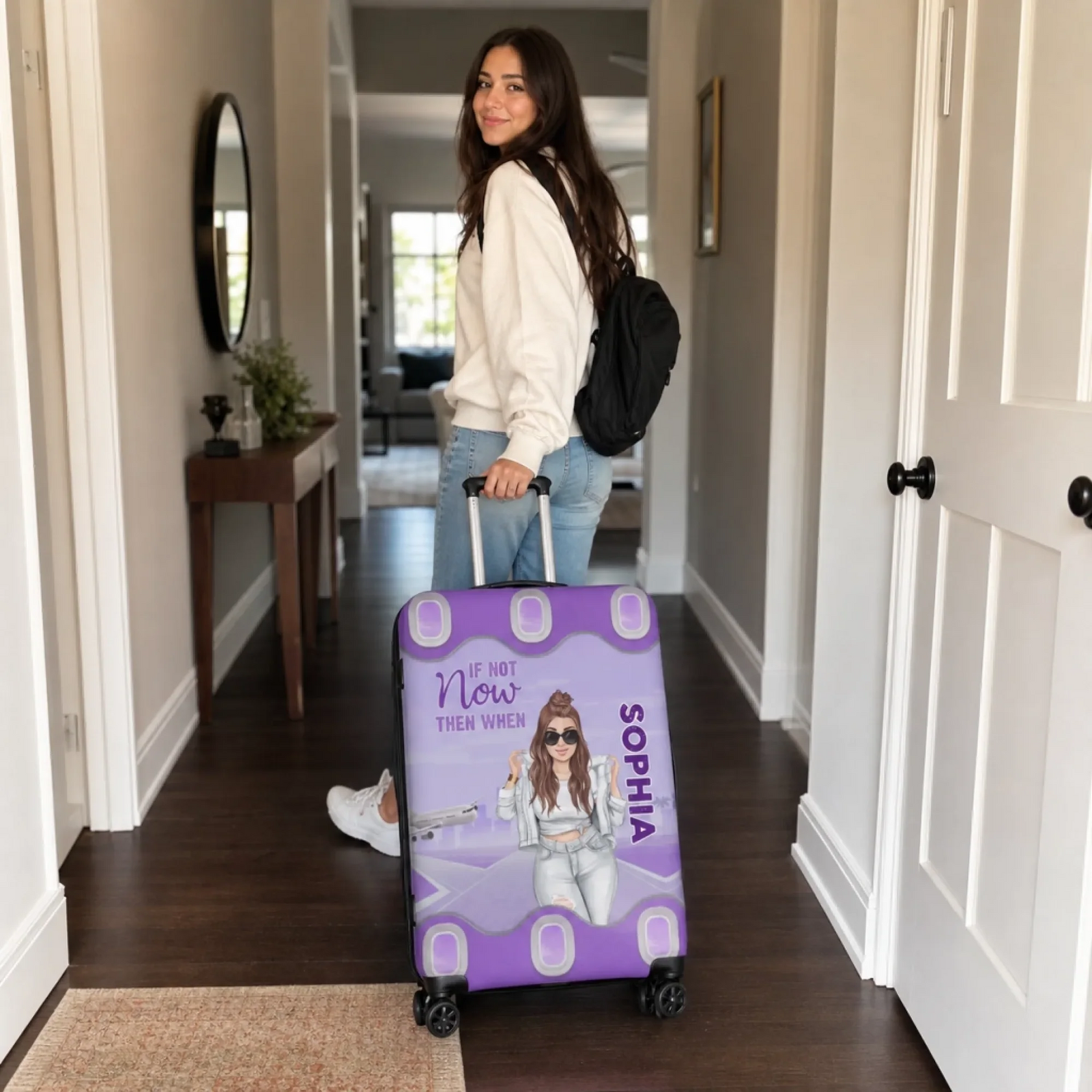 Up In The Clouds, Where I Belong - Personalized Custom Luggage Cover - Summer Vacation Gift, Gift For Travel Lovers
