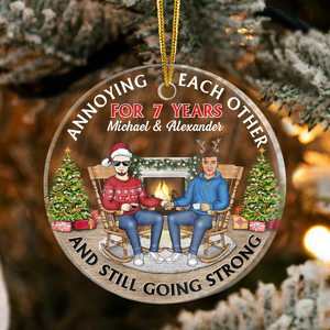 Christmas Family Couple Annoying Each Other For Years - Personalized Circle Acrylic Ornament - Gift For Couple, Husband, Wife