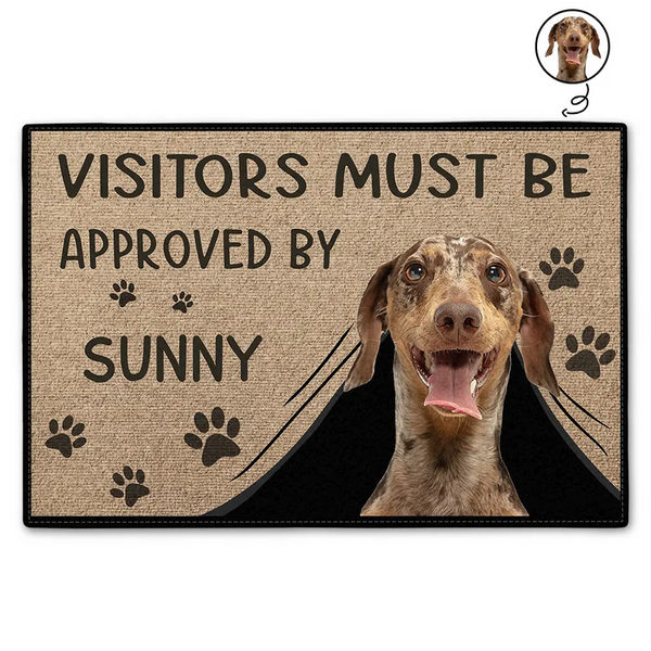 Custom Photo Visitors Must Be Approved By This Dog - Personalized Doormat - Personalized Gift for Dog Lovers, Dog Mom, Dog Dad, Pet Lovers