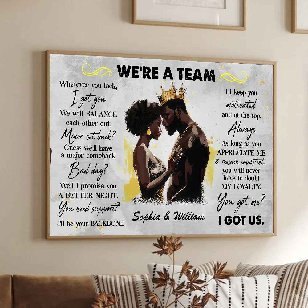 Custom Photo We're A Team - Custom Wall Art - Personalized Gift For Valentine, Anniversary, Husband Wife, Her/Him, Girlfriend, Boyfriend