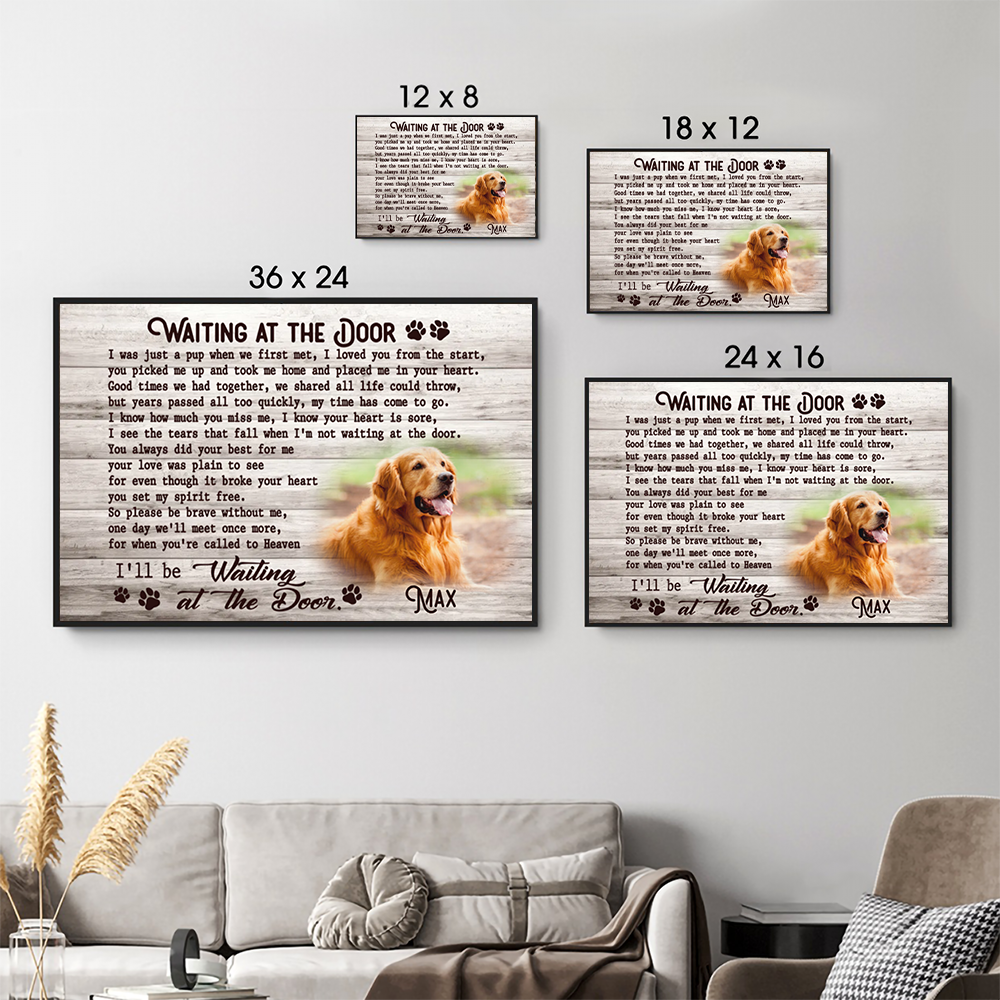 Custom Photo Memorial Pet Waiting At The Door - Personalized Horizontal Canvas Prints - Personalized Gifts for Pet Loss, Sympathy Gift for Cat, Dog Lovers 5