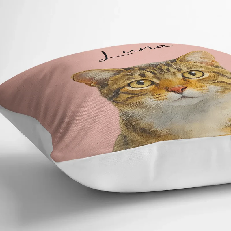 Custom Photo Watercolor Art Dog Cat Pet - Personalized Custom Pillow - Gift for Dog Lovers, Cat Lovers, Pet Lovers