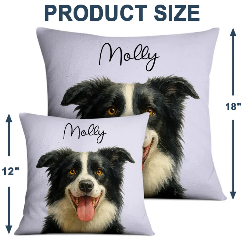 Custom Photo Watercolor Art Dog Cat Pet - Personalized Custom Pillow - Gift for Dog Lovers, Cat Lovers, Pet Lovers
