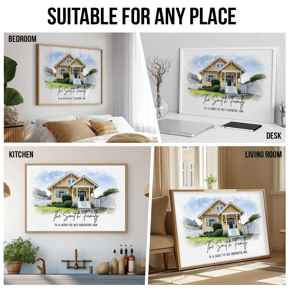 Custom Photo Watercolor House personalized canvas print, alternate view 6