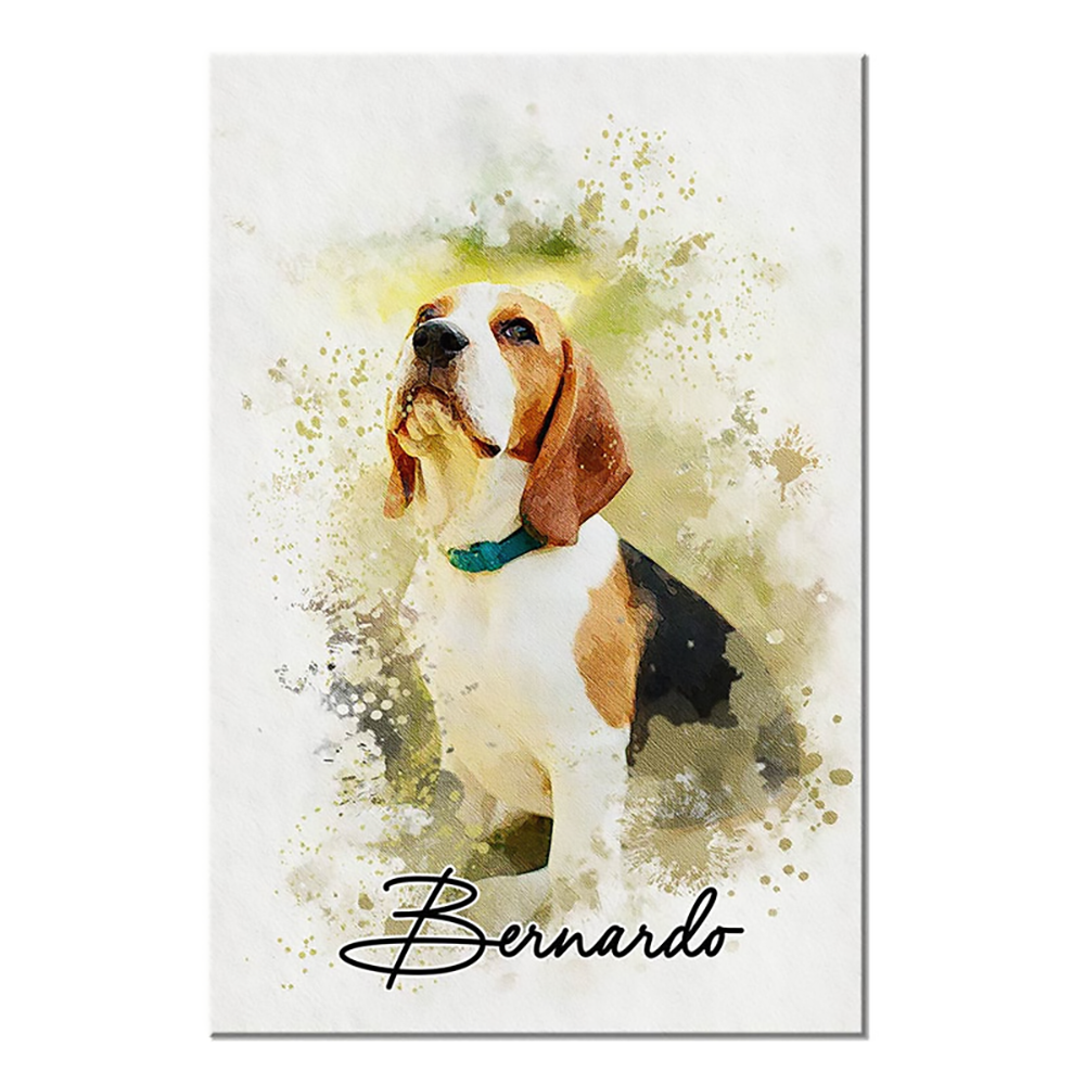 Custom Photo Watercolor Pet - Personalized Poster/Canvas Print - Gift for Dog Lovers, Cat Lovers, Pet Lovers