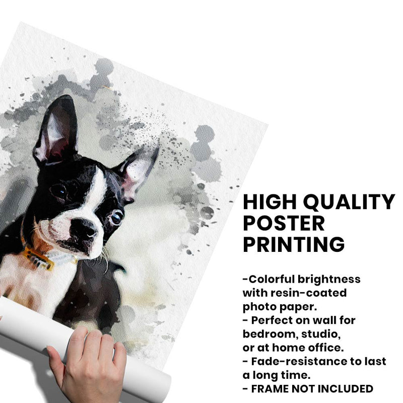 Custom Photo Watercolor Pet - Personalized Poster/Canvas Print - Gift for Dog Lovers, Cat Lovers, Pet Lovers