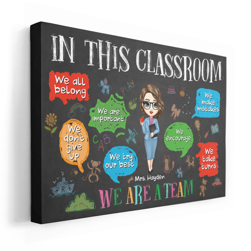 Personalized In This Classroom We Are A Team canvas, alternate view 2