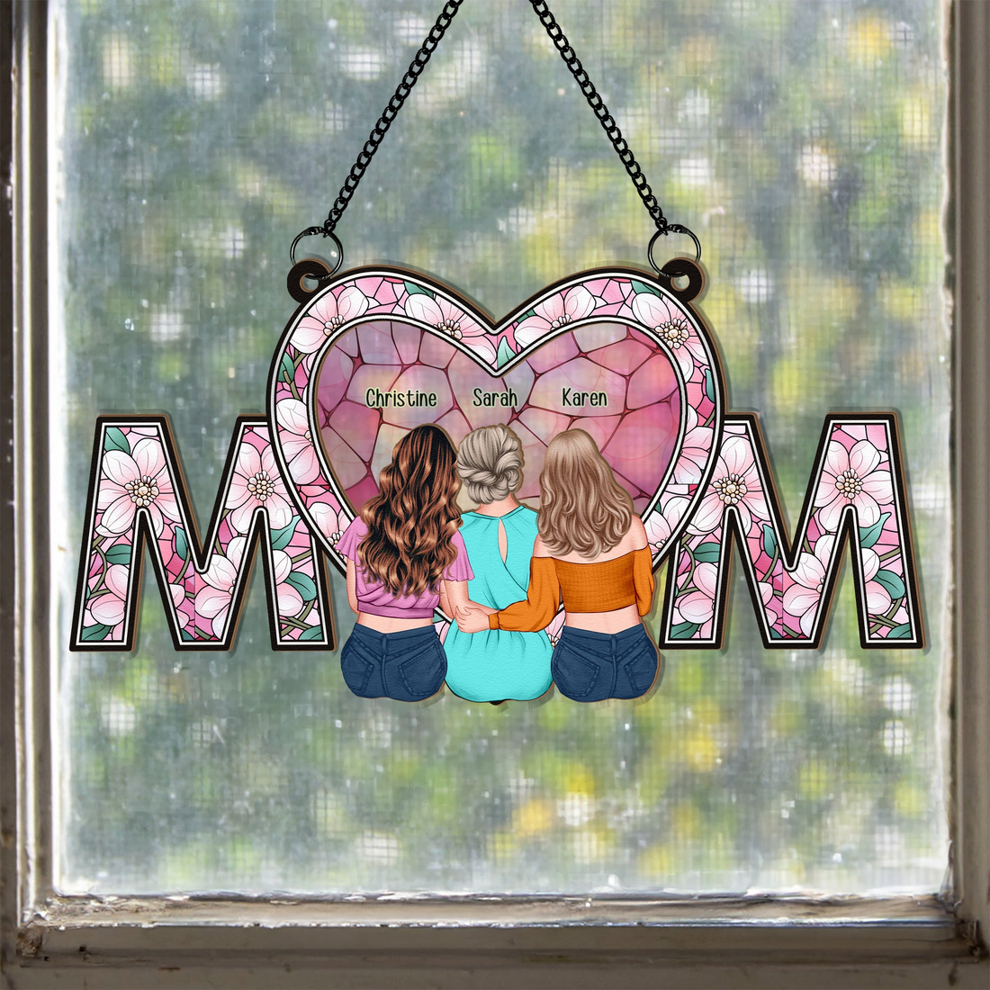 Personalized We Love You Mom suncatcher ornament, alternate view 2