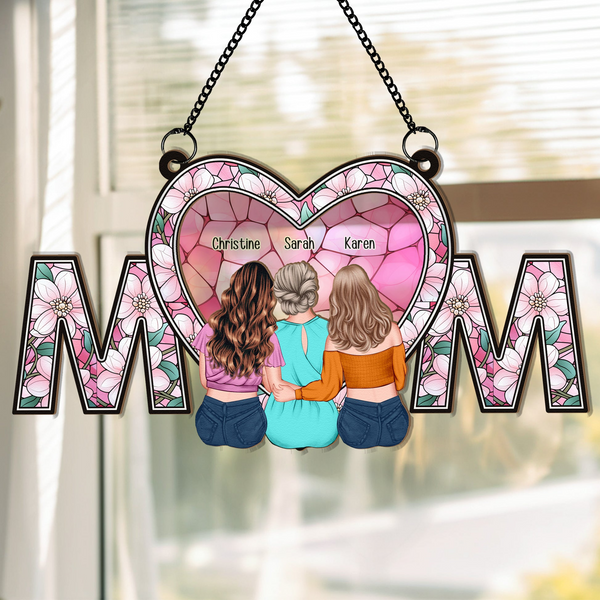 We Love You Mom - Personalized Window Hanging Suncatcher Ornament - Gift For Mom, Mama, Mommy, Mother