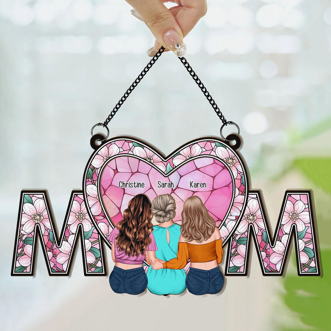 Personalized We Love You Mom suncatcher ornament, alternate view 5