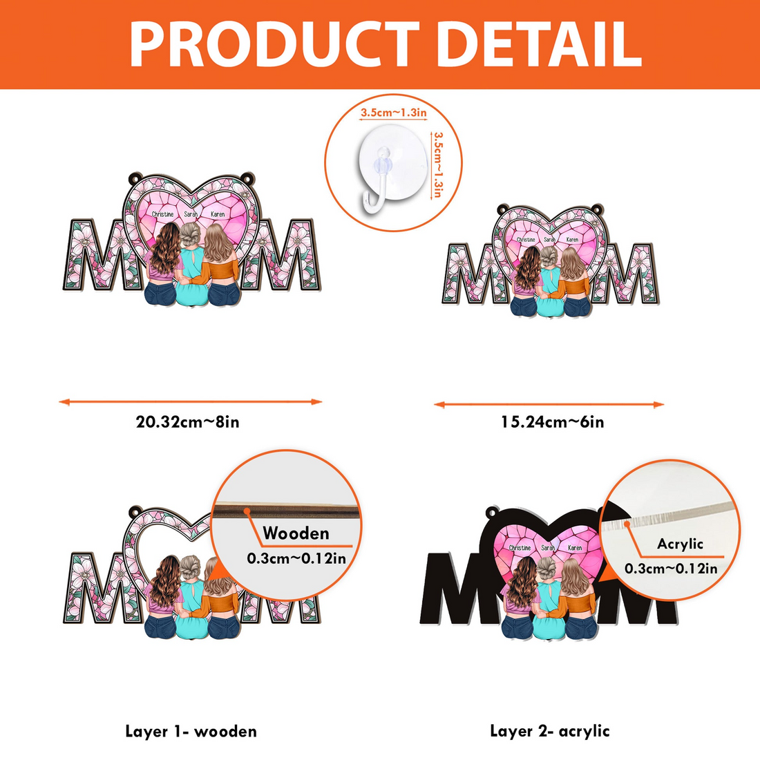 Personalized We Love You Mom suncatcher ornament, alternate view 6