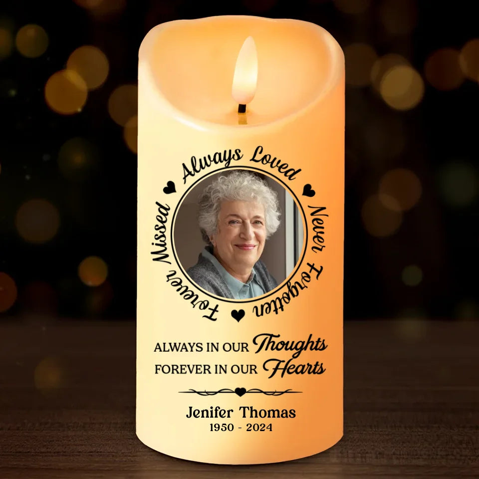 Custom Photo We Miss You And Love You Always - Personalized Custom LED Candle - Sympathy Gift For Family Members