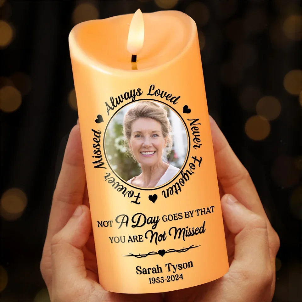 Custom Photo We Miss You And Love You Always - Personalized Custom LED Candle - Sympathy Gift For Family Members