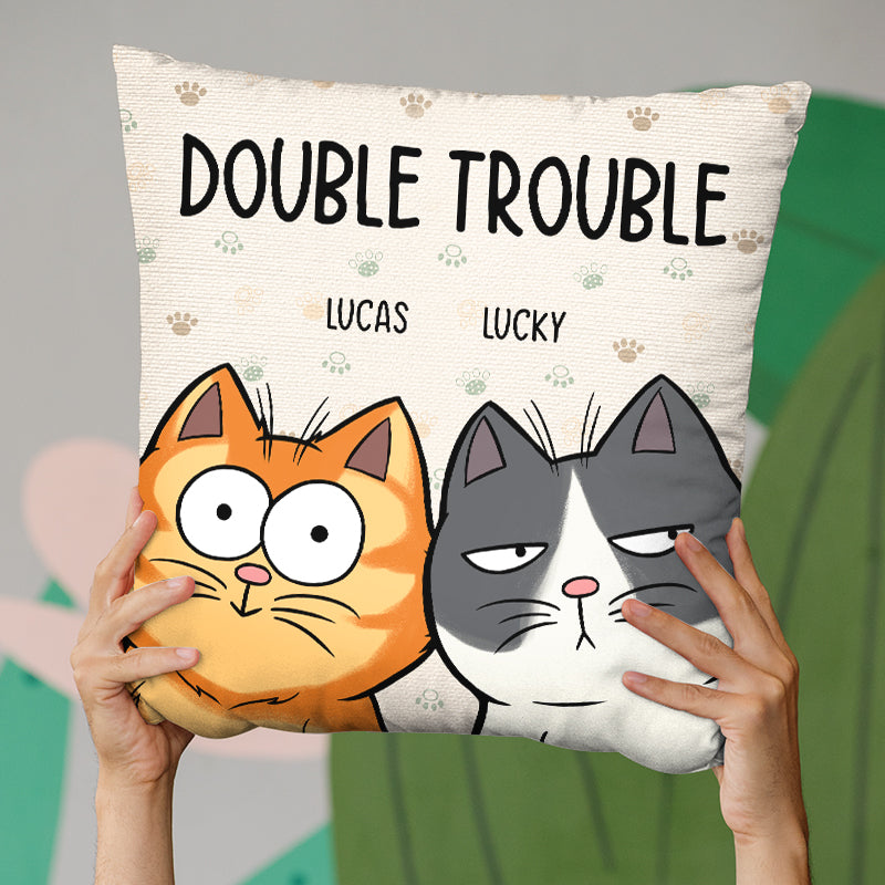 Personalized We're The Trouble Dog/Cat pillow, alternate view 4