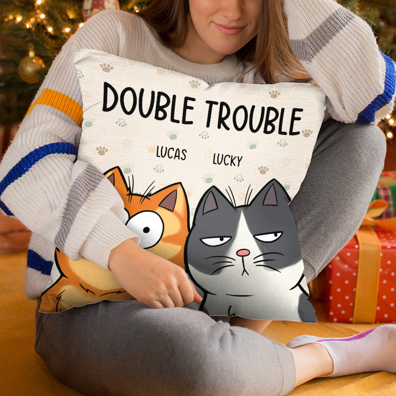 Personalized We're The Trouble Dog/Cat pillow, alternate view 5