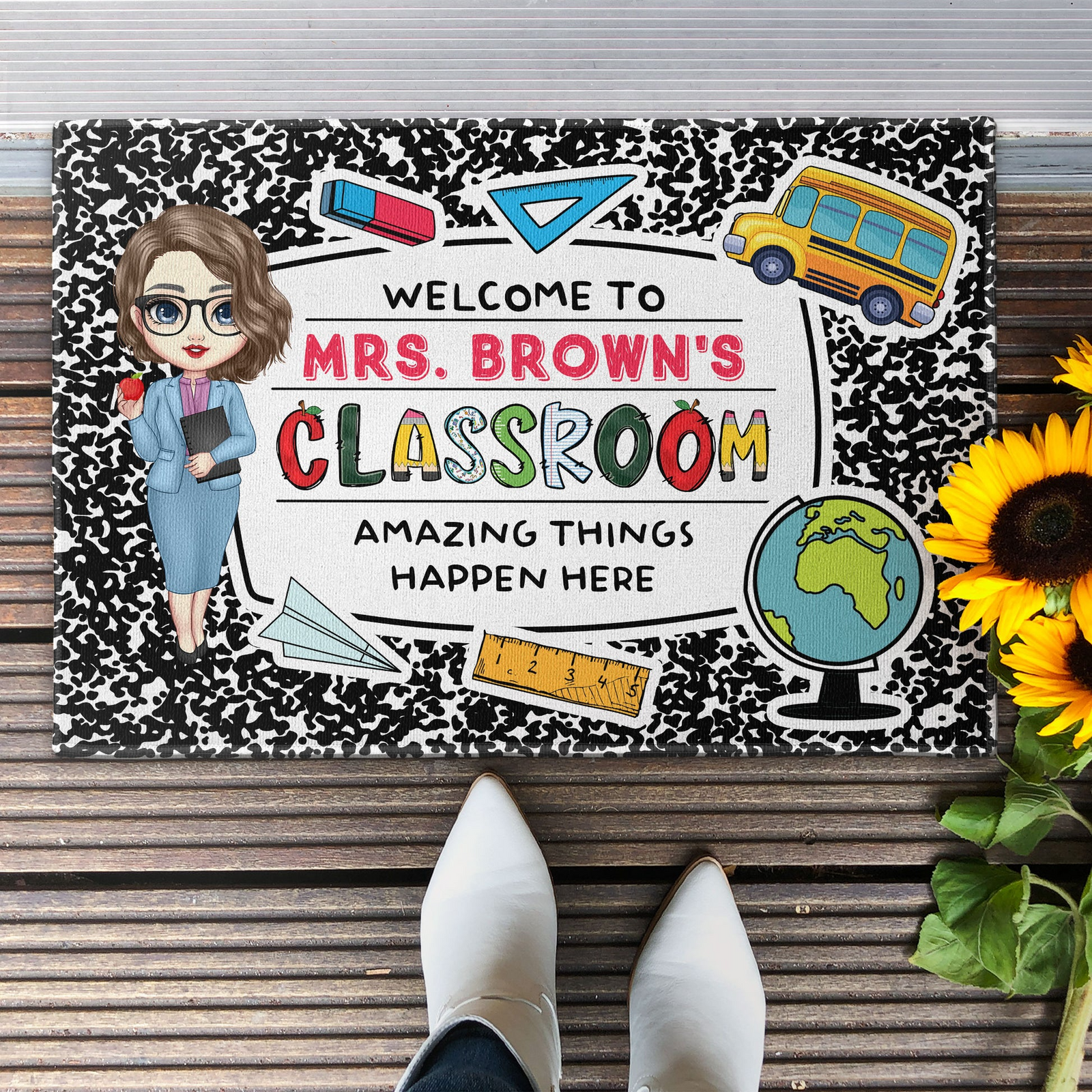 Welcome To My Classroom Teacher - Personalized Doormat - Back To School Gift For Teacher, Educator, Kindergarten, Preschool, Pre K, Paraprofessional