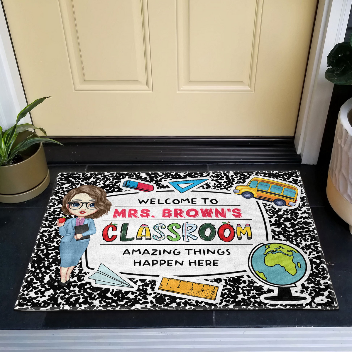 Welcome To My Classroom Teacher - Personalized Doormat - Back To School Gift For Teacher, Educator, Kindergarten, Preschool, Pre K, Paraprofessional