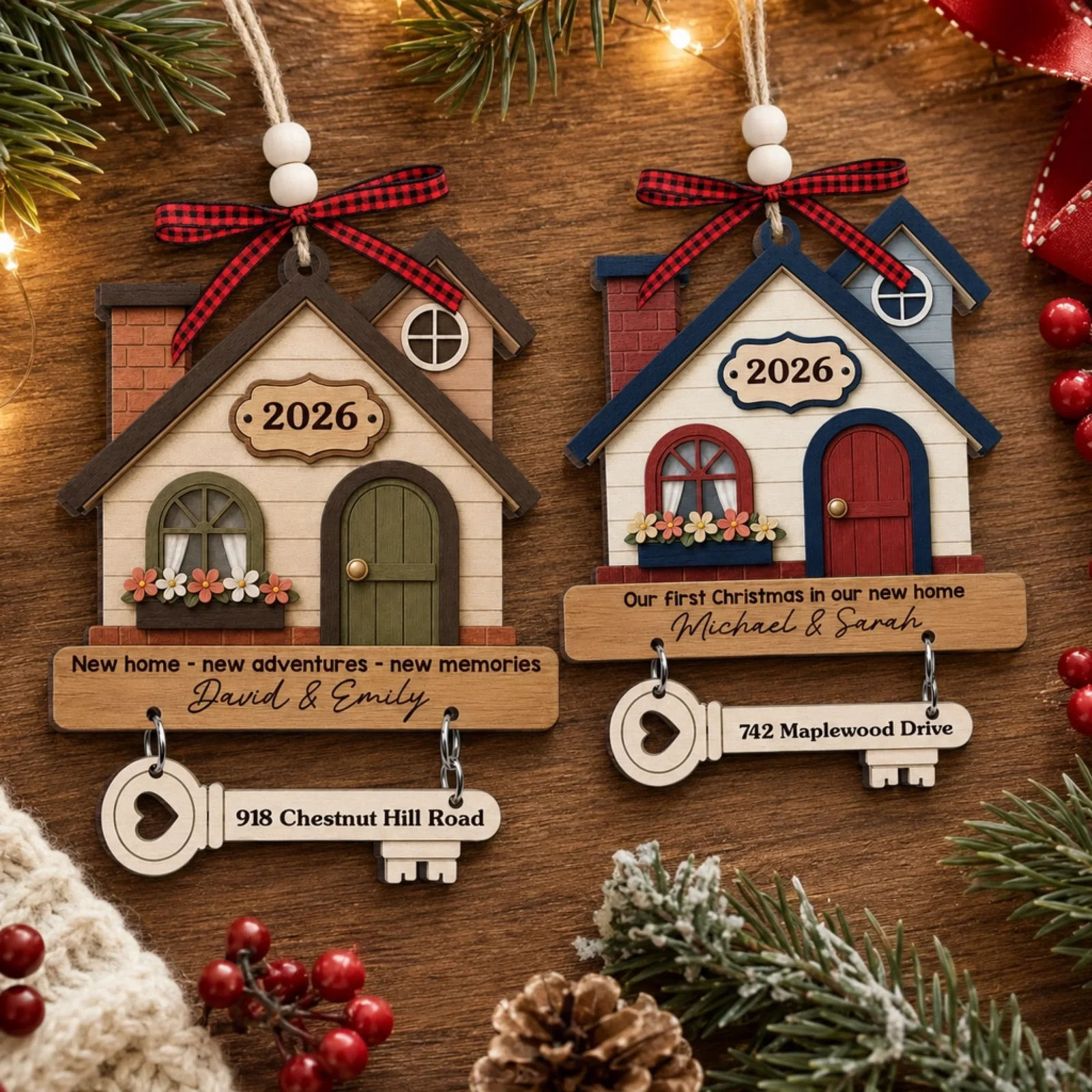 Where New Memories Begin - Personalized Wooden Ornament With Tag - Christmas Gift For Husband/Wife, Couples, Newlywed Wedding Gift